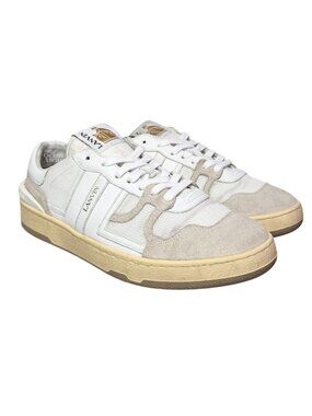 Size 11 Lanvin Clay Mesh and Leather Low Top Sneakers White FM-SKDK00 Pre-Owned